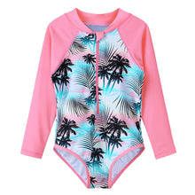 Load image into Gallery viewer, BAOHULU Print Girls Swimwear Long Sleeve One Piece Children&#39;s Swimsuit UPF 50+ Surfing Suit Kids Summer Bathing Suit 1