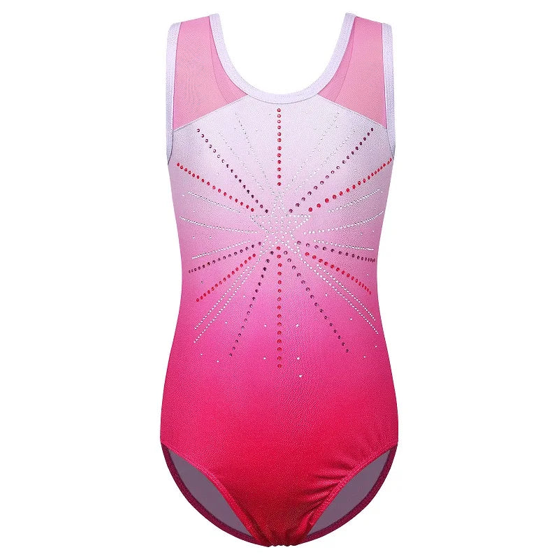 BAOHULU Girls Gradient Gymnastics Ballet Leotard Sleeveless Performance Clothes Practice Outfit Sparkle Diamond Ballet Costumes 8