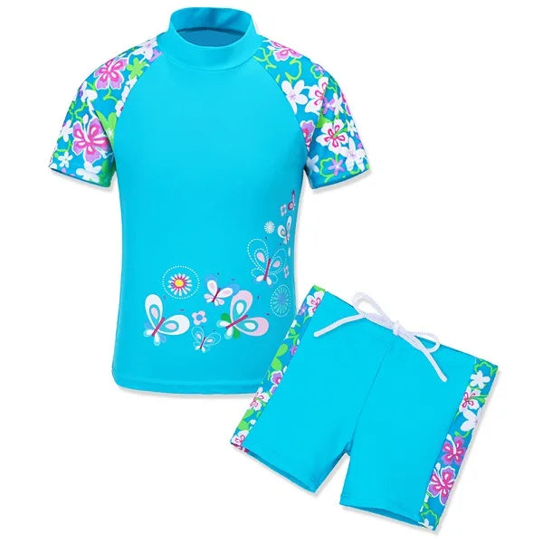 BAOHULU Long Sleeves (UPF50+) Girls Swimwear Children Swimming suits 2pcs set Floral Swimsuit Kids Teens Bathing Suit Beachwear 11