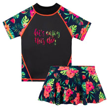 Load image into Gallery viewer, BAOHULU Girls Swimsuit Two Pieces Swimming Set Short Sleeve Swimwear Summer UV 50+ Protective Beach Costume Surfing Suit 9