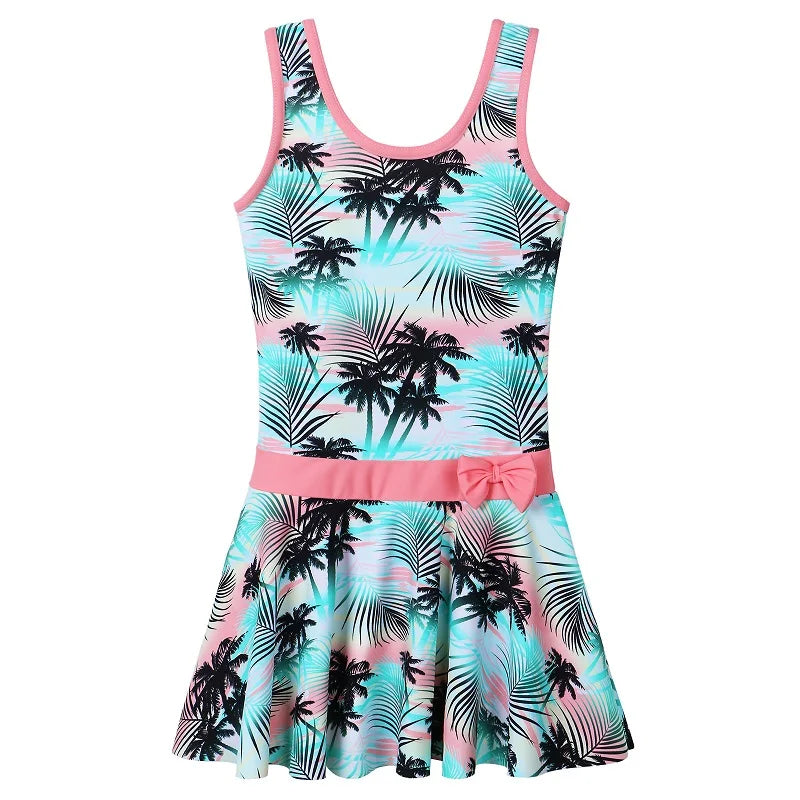 BAOHULU Toddler Girls Swimsuit One Piece Cute Floral Dress Swimwear Sleeveless Children Summer Beachwear Bathing Suit 7