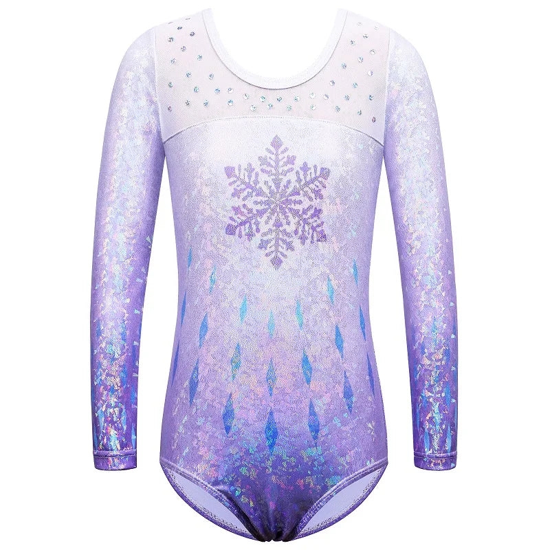 BAOHULU Long Sleeve Mesh Patchwork Leotards for Girls Toddler Kids Diamond Gymnastics Jumpsuit Bodysuit Teens Gymnastics Clothes 7