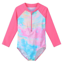 Load image into Gallery viewer, BAOHULU Print Girls Swimwear Long Sleeve One Piece Children&#39;s Swimsuit UPF 50+ Surfing Suit Kids Summer Bathing Suit 11