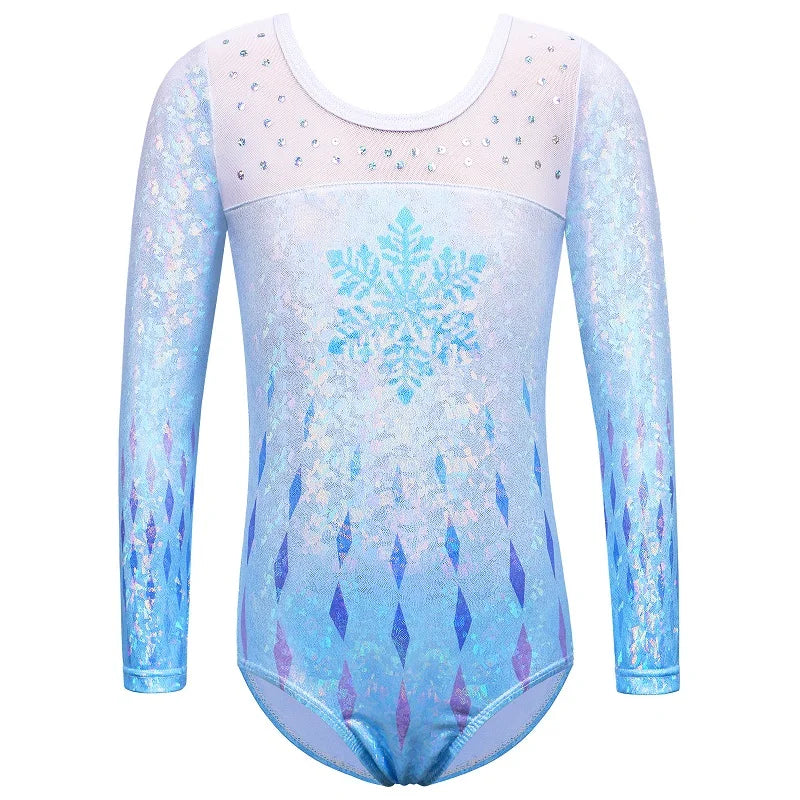 BAOHULU Long Sleeve Mesh Patchwork Leotards for Girls Toddler Kids Diamond Gymnastics Jumpsuit Bodysuit Teens Gymnastics Clothes 8