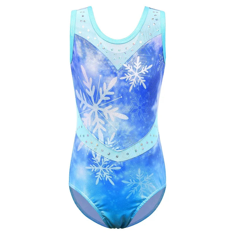 BAOHULU Girls Gymnastics Leotard Teens Gradient Color Ballet Dance Wear Sleeveless Sequin Bodysuit Practice Outfit Jumpsuit 10