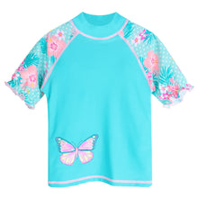 Load image into Gallery viewer, BAOHULU Summer Printed Butterfly Girls Swimsuit Children Swimwear UPF50+ Kids Beach Swimming Suits Bathing Suit Girl Cyan 2