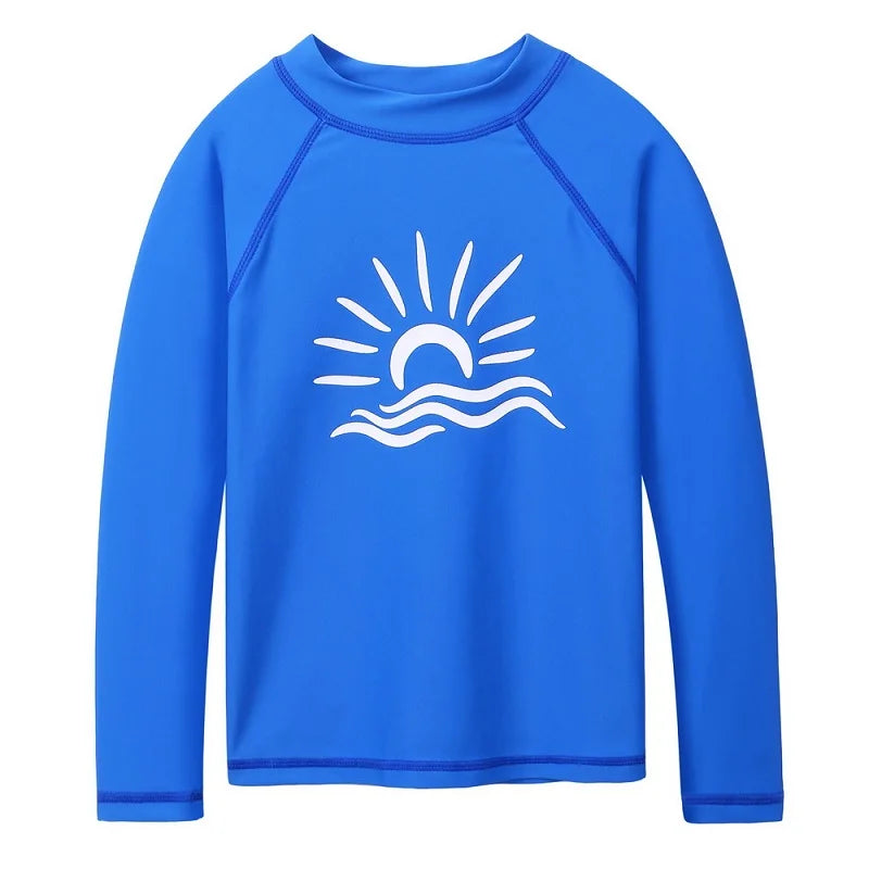 BAOHULU Summer Boys Long Sleeve Rashguard Kids Swim Suit UPF 50+ Sun Protection Shirts Boys Swimwear Navy Rash Guard Beach Wear 8