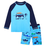 Boys Swimsuit Set Two Pieces UPF50+ UV Sun Protective Swimwear Cartoon Print Bathing Suit Summer Beachwear