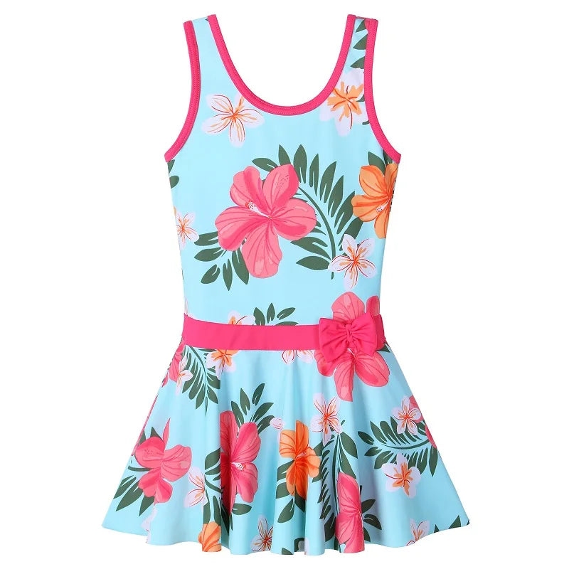 BAOHULU Toddler Girls Swimsuit One Piece Cute Floral Dress Swimwear Striped UPF50+ Swimming Costume Bathing Suit 12