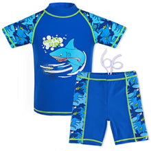 Load image into Gallery viewer, BAOHULU Navy Boys Swimwear Children Swimsuit Cartoon Shark Pattern UPF50+ Bathing Suits for Kids Lycra Summer Swimming Wear 22