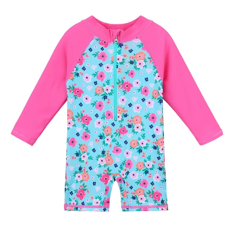 BAOHULU Cartoon Baby Girl Swimwear Children's One-Piece Suits Long Sleeve Girls Swimwear UPF 50+ Toddler Swimming Suit 11