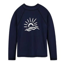 Load image into Gallery viewer, BAOHULU Summer Boys Long Sleeve Rashguard Kids Swim Suit UPF 50+ Sun Protection Shirts Boys Swimwear Navy Rash Guard Beach Wear 1