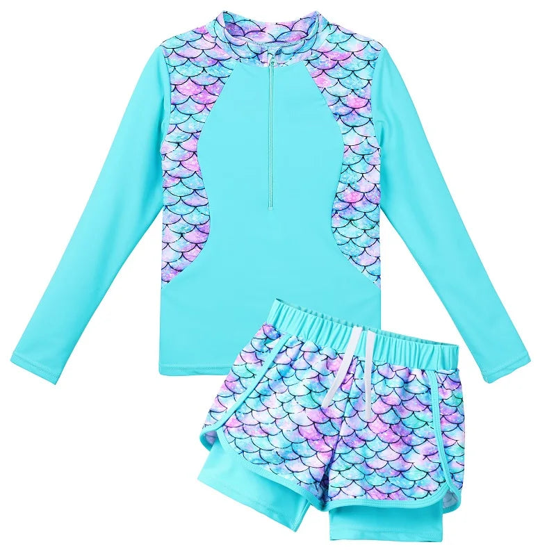 BAOHULU Kids Two Pieces Set Swimsuit UPF 50+ UV Sun Protective Rash Guard Beach Wear Summer Water Sport Surfing Suit 7