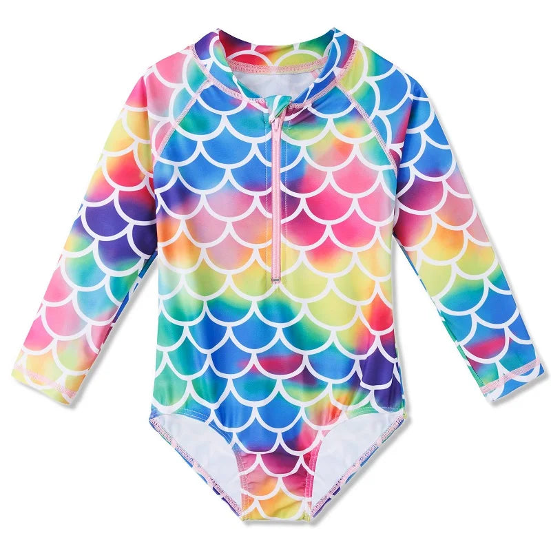 BAOHULU Print Girls Swimwear Long Sleeve One Piece Children's Swimsuit UPF 50+ Surfing Suit Kids Summer Bathing Suit 16