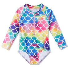 Load image into Gallery viewer, BAOHULU Print Girls Swimwear Long Sleeve One Piece Children&#39;s Swimsuit UPF 50+ Surfing Suit Kids Summer Bathing Suit 16