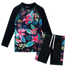 Load image into Gallery viewer, BAOHULU 3-12Y Kids Swimsuit Two Pieces Sets Swimwear Long Sleeve Rashguard UPF 50+ UV Sun Protective Swimming Suit 1