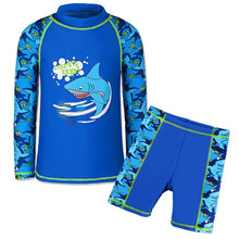 Load image into Gallery viewer, BAOHULU Kids Long Sleeve Swimsuit Children Blue Car Print Swimwear Two Pieces Sport Style Bathing Suit UPF 50+ Beachwear 11