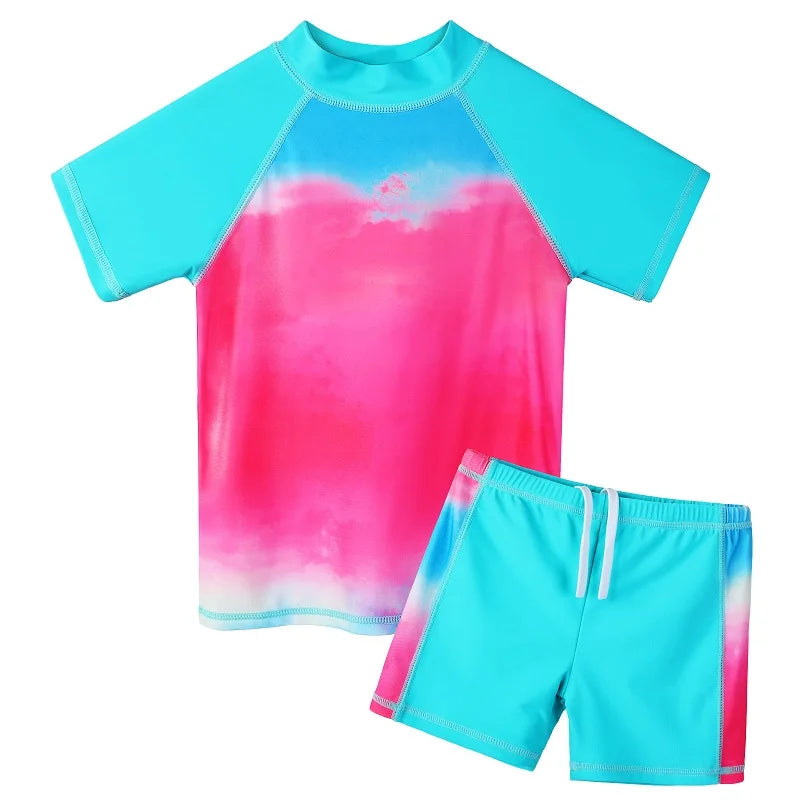 BAOHULU Kids Swimsuit UPF 50+ UV Sun Protective Rash Guard Two Pieces Set Beach Wear Summer Water Sport Wear Surfing Suit 12