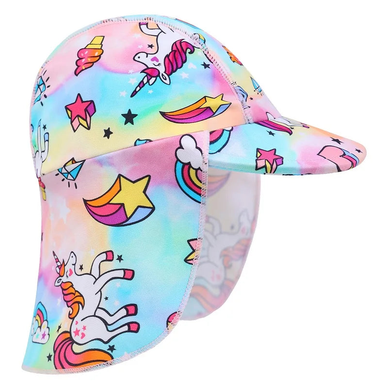 BAOHULU Infantil Swimming Caps 2021 Summer Print Swim Sun Hats Beach Caps Kids Hats for Boys Girls 6 Months-6 years Children 11