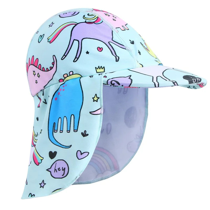 BAOHULU Cartoon Baby Kids Swimming Cap Summer 2021 Sun Protection Beach Sun Hats Waterproof for Boys Girls Children Outdoor Hat 8