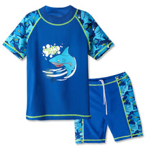 Load image into Gallery viewer, BAOHULU Navy Boys Swimwear Children Swimsuit Cartoon Shark Pattern UPF50+ Bathing Suits for Kids Lycra Summer Swimming Wear 2