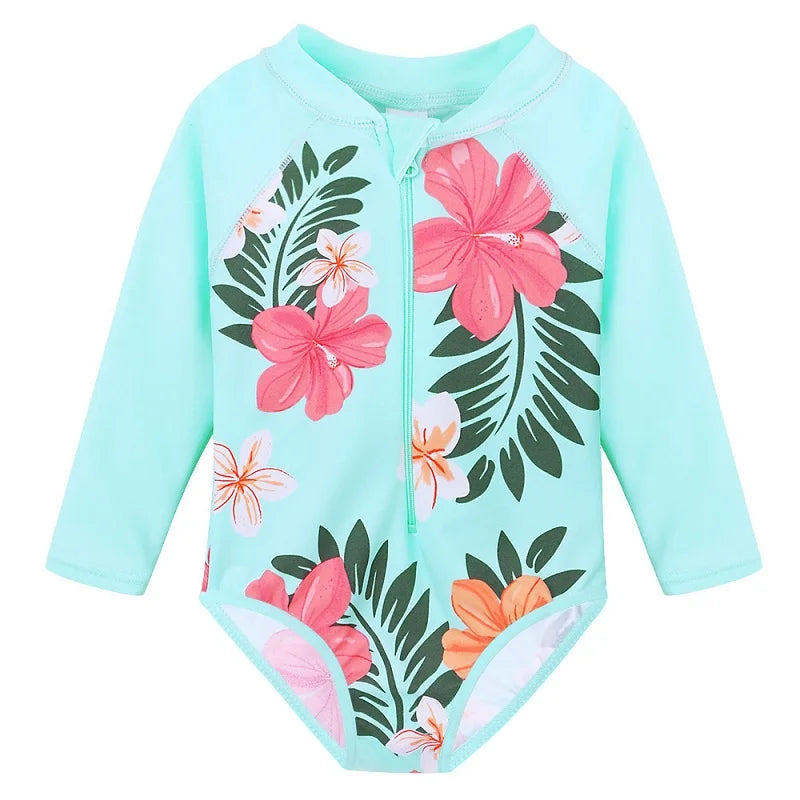 BAOHULU Print Girls Swimwear Long Sleeve One Piece Children's Swimsuit UPF 50+ Surfing Suit Kids Summer Bathing Suit 10