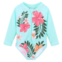 Load image into Gallery viewer, BAOHULU Print Girls Swimwear Long Sleeve One Piece Children&#39;s Swimsuit UPF 50+ Surfing Suit Kids Summer Bathing Suit 10