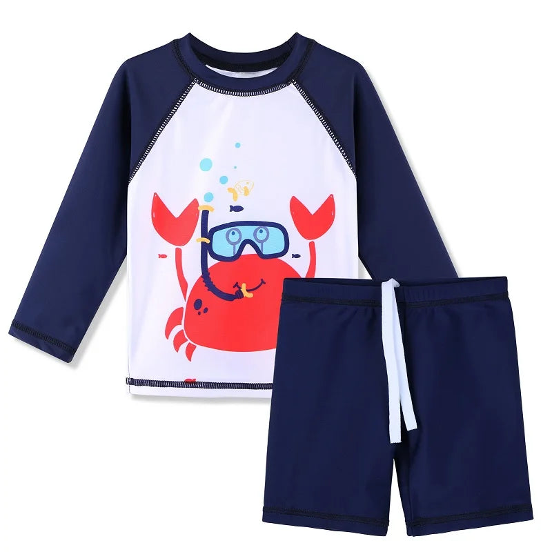 BAOHULU Boys Swimsuit Set Two Pieces UPF50+ UV Sun Protective Swimwear Cartoon Print Bathing Suit Summer Beachwear 7