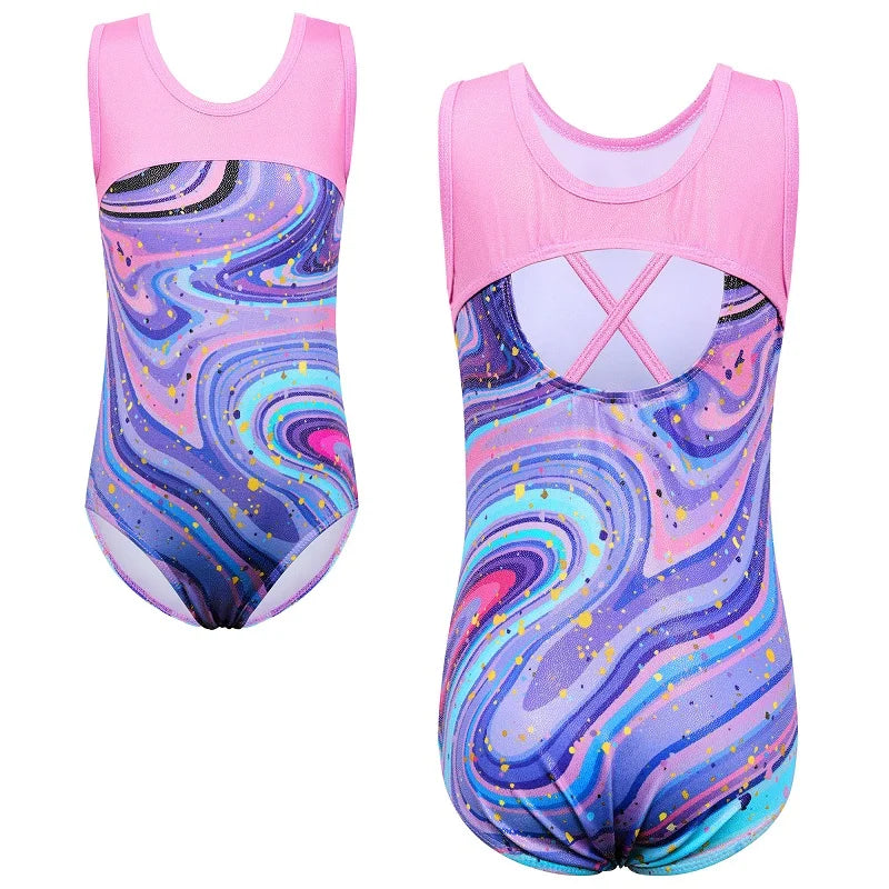 BAOHULU Girls Gradient Gymnastics Ballet Leotard Sleeveless Performance Clothes Practice Outfit Sparkle Diamond Ballet Costumes 12