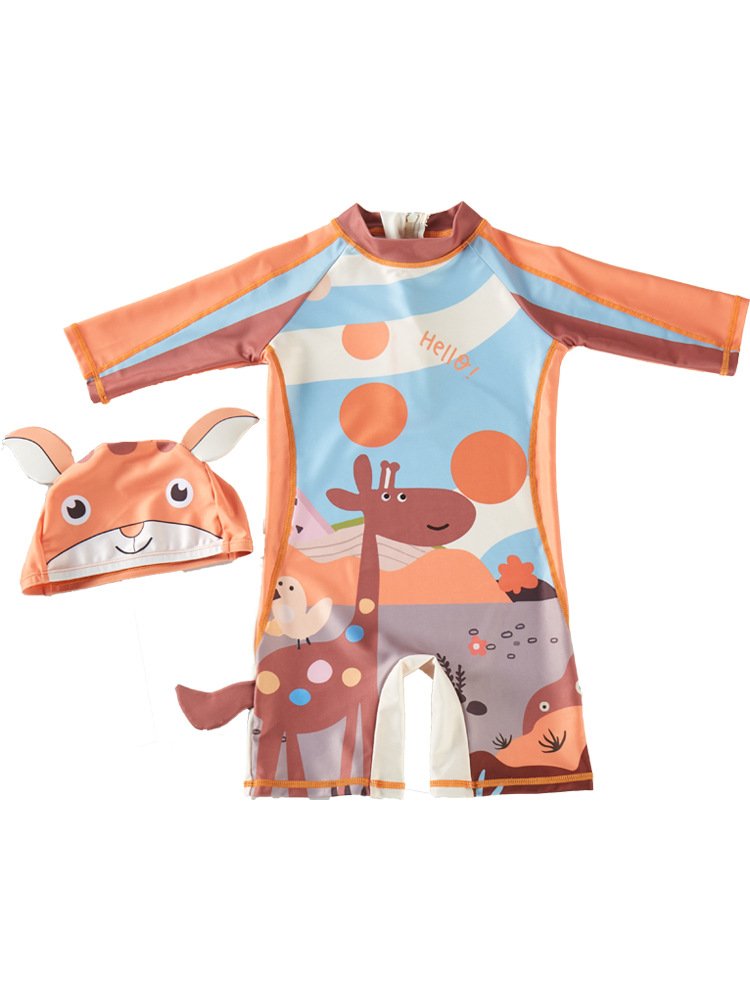 2024 new children's swimsuit quick-drying cartoon small and medium-sized children's boys sunscreen surfing suit one-piece seaside swimsuit