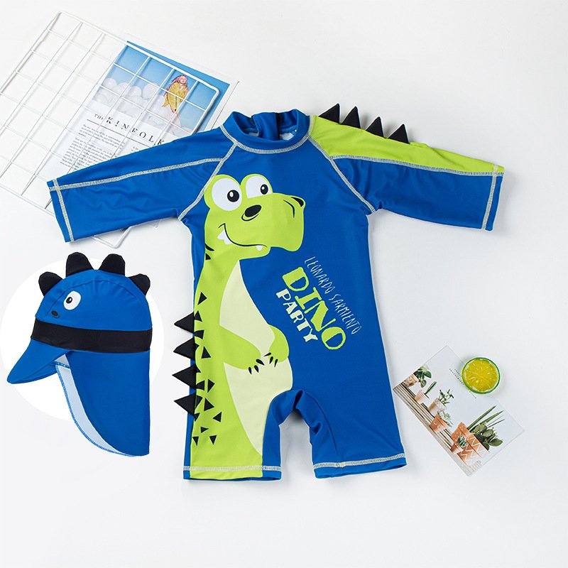 One-piece children swimsuit sun-proof quick-drying boy swimsuit cute dinosaur swimsuit for small and medium-sized children