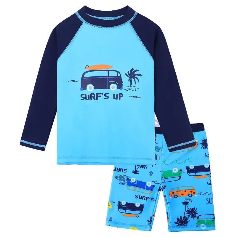 BAOHULU Boys Swimsuit Set Two Pieces UPF50+ UV Sun Protective Swimwear Cartoon Print Bathing Suit Summer Beachwear 14