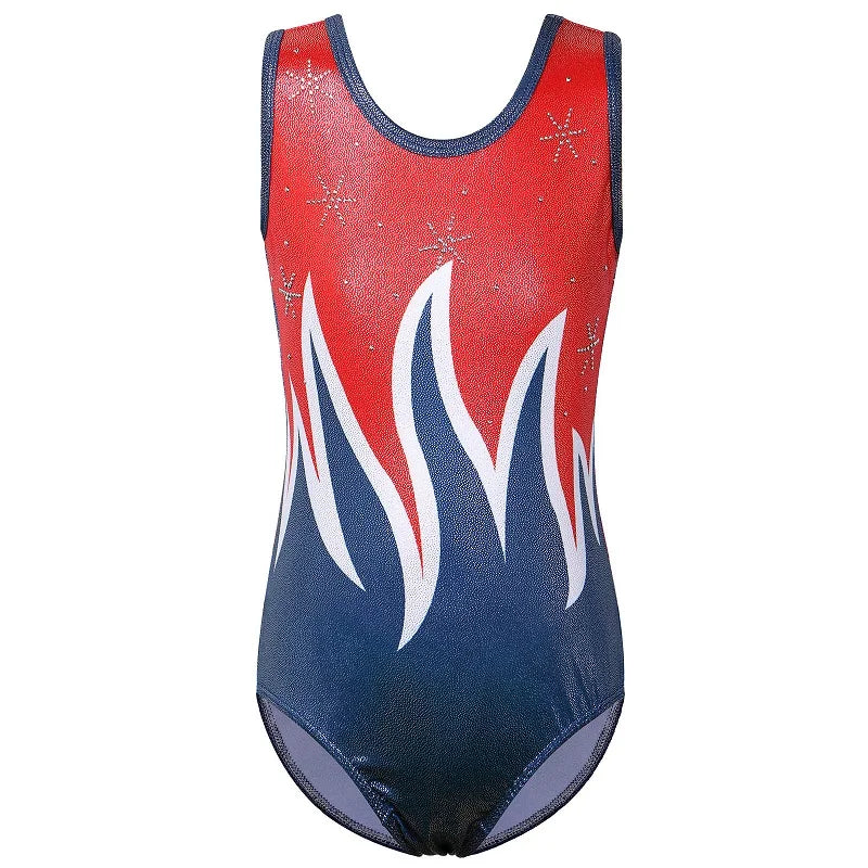 BAOHULU Teens Gymnastics Leotard for Girls Flame Print Ballet Jumpsuit Sleeveless Ballerina Practice Costume Bodysuit 8