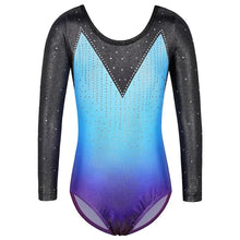 Load image into Gallery viewer, BAOHULU Long Sleeve Mesh Patchwork Leotards for Girls Toddler Kids Diamond Gymnastics Jumpsuit Bodysuit Teens Gymnastics Clothes 13