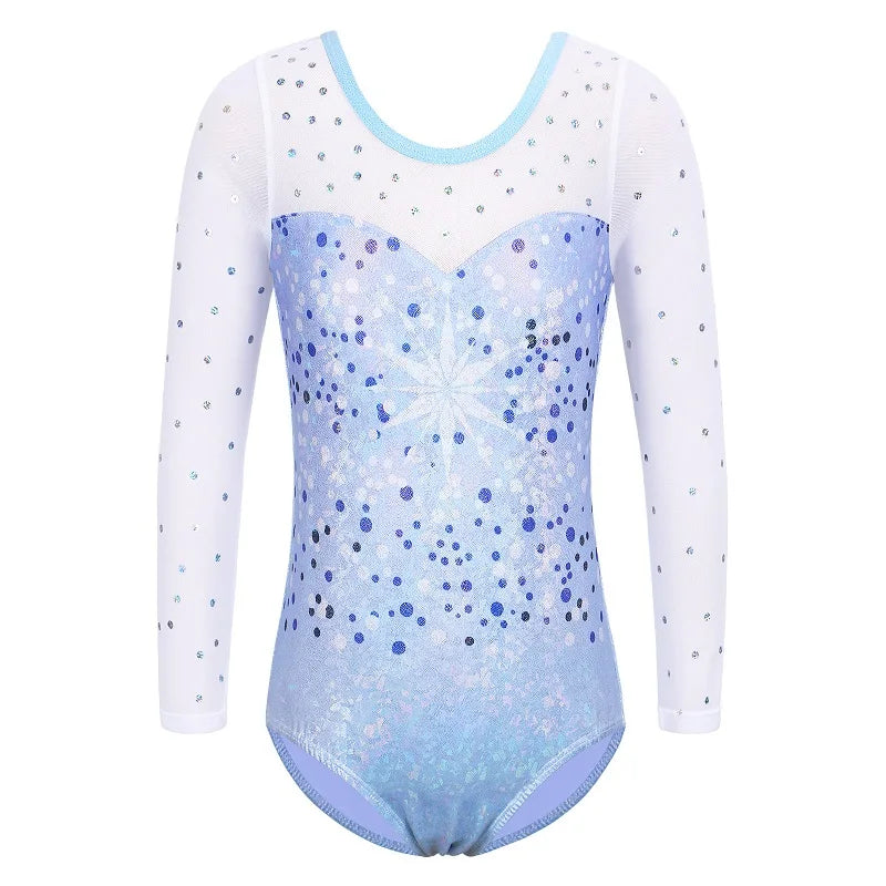 BAOHULU Long Sleeve Mesh Patchwork Leotards for Girls Toddler Kids Diamond Gymnastics Jumpsuit Bodysuit Teens Gymnastics Clothes 17