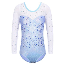 Load image into Gallery viewer, BAOHULU Long Sleeve Mesh Patchwork Leotards for Girls Toddler Kids Diamond Gymnastics Jumpsuit Bodysuit Teens Gymnastics Clothes 17