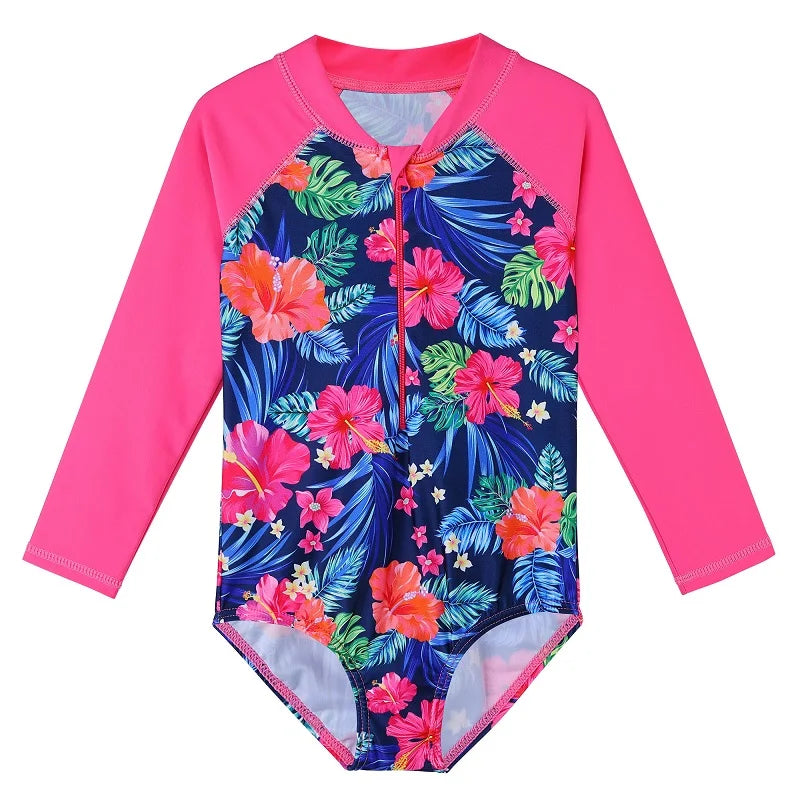 BAOHULU Print Girls Swimwear Long Sleeve One Piece Children's Swimsuit UPF 50+ Surfing Suit Kids Summer Bathing Suit 15