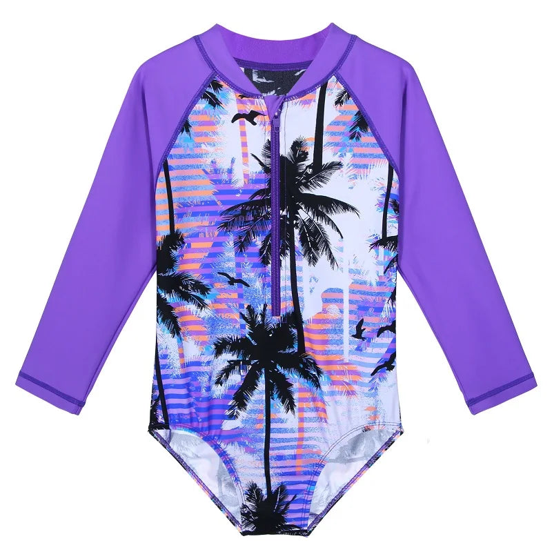 BAOHULU Print Girls Swimwear Long Sleeve One Piece Children's Swimsuit UPF 50+ Surfing Suit Kids Summer Bathing Suit 14