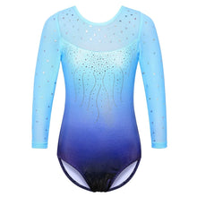 Load image into Gallery viewer, BAOHULU Long Sleeve Mesh Patchwork Leotards for Girls Toddler Kids Diamond Gymnastics Jumpsuit Bodysuit Teens Gymnastics Clothes 10