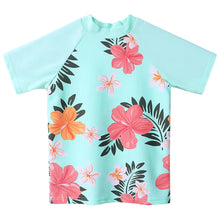 Load image into Gallery viewer, BAOHULU Short Sleeve Floral Girls Swimwear UPF50+ Children 2pcs Swimsuit Girls Kids Swimming Suits for 3-12 Years 2