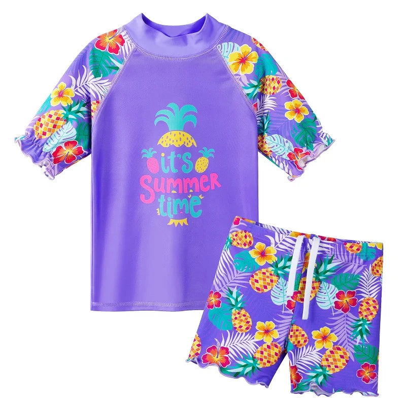 BAOHULU Teens Two Pieces Swimwear Girls Swimming Costume Swimsuit 3-14Y Kids UPF50+ Sun Protective Summer Beach Swimming Clothes 14