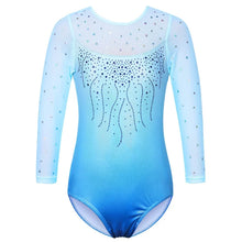 Load image into Gallery viewer, BAOHULU Long Sleeve Mesh Patchwork Leotards for Girls Toddler Kids Diamond Gymnastics Jumpsuit Bodysuit Teens Gymnastics Clothes 9