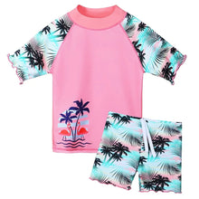 Load image into Gallery viewer, BAOHULU Short Sleeve Floral Girls Swimwear UPF50+ Children 2pcs Swimsuit Girls Kids Swimming Suits for 3-12 Years 9