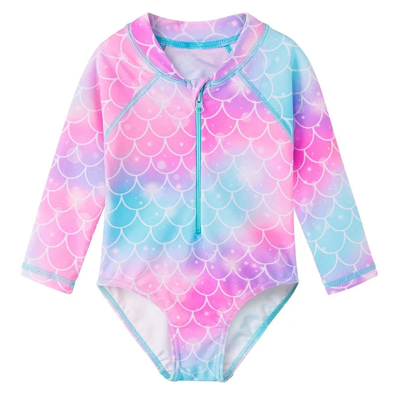 BAOHULU Navy Floral Baby Swimwear Long Sleeve UPF50+ Girls' Swimsuit One Piece Children Swimwear Toddler Bathing Suit Beachwear 11