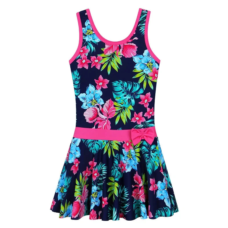 BAOHULU Toddler Girls Swimsuit One Piece Cute Floral Dress Swimwear Sleeveless Children Summer Beachwear Bathing Suit 9