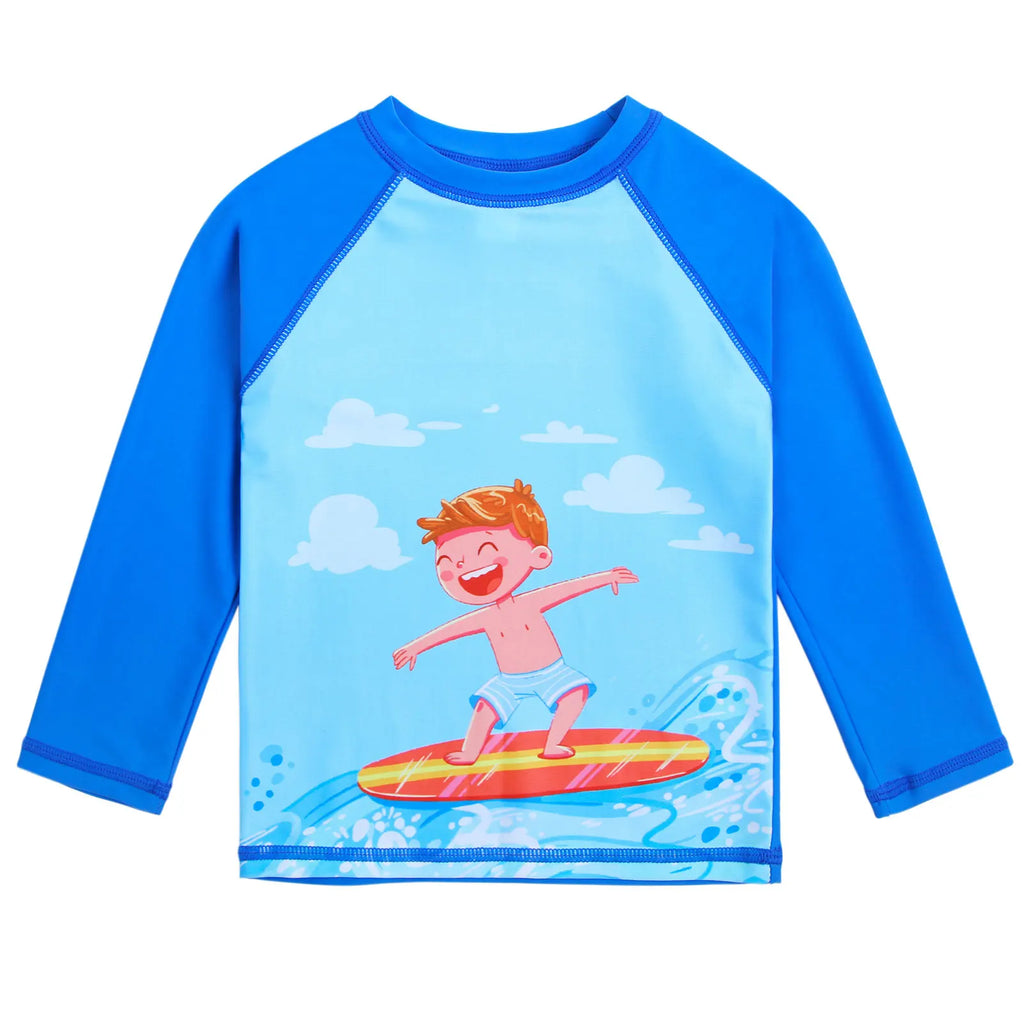 BAOHULU Cartoon Print Kids Swimsuit Two Pieces Long Sleeve Bathing Suit Children Summer Water Sport Surfing Suit Boys Beachwear 2