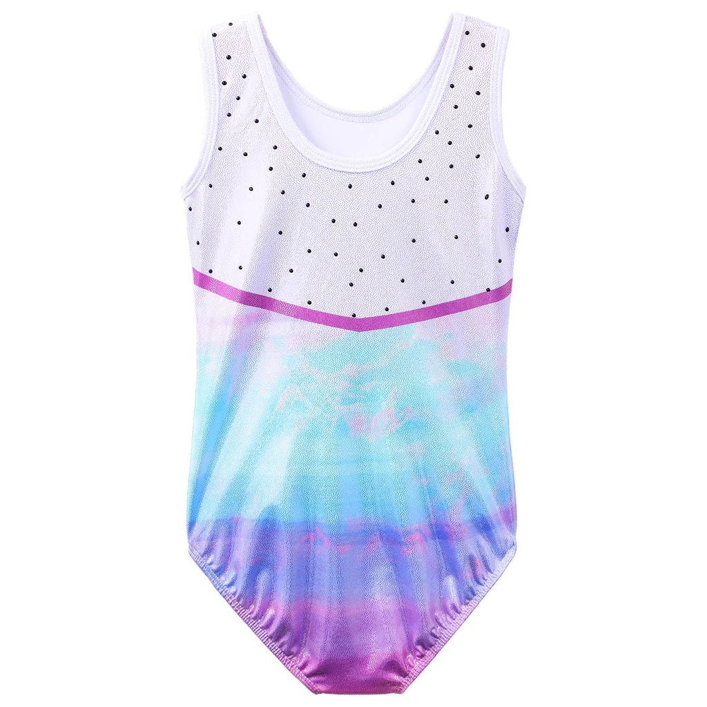 BAOHULU Girls Gymnastics Leotard Teens Gradient Color Ballet Dance Wear Sleeveless Sequin Bodysuit Practice Outfit Jumpsuit 4