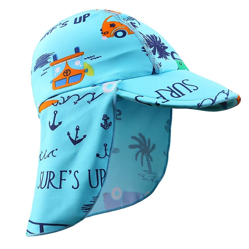 BAOHULU Infantil Swimming Caps 2021 Summer Print Swim Sun Hats Beach Caps Kids Hats for Boys Girls 6 Months-6 years Children 13