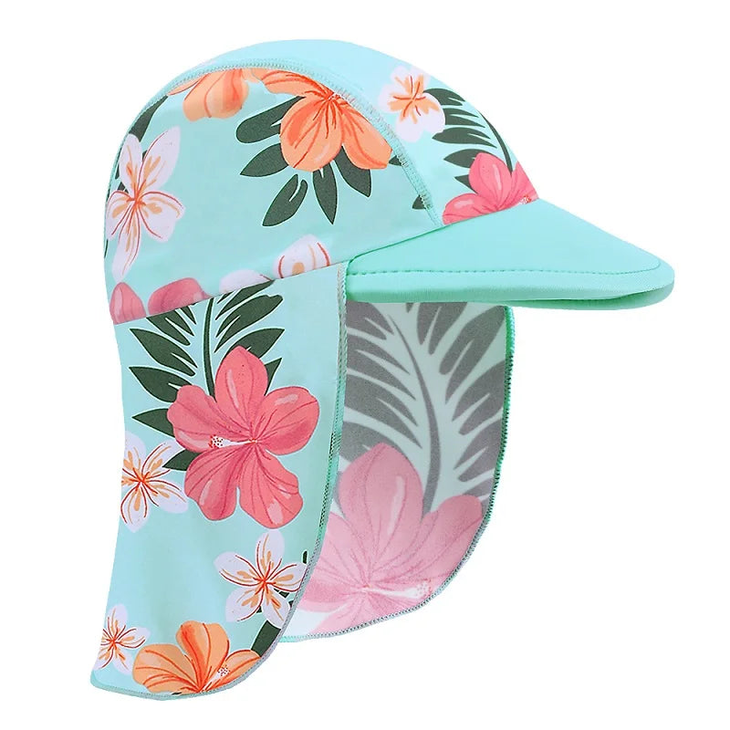 BAOHULU Infantil Swimming Caps 2021 Summer Print Swim Sun Hats Beach Caps Kids Hats for Boys Girls 6 Months-6 years Children 9