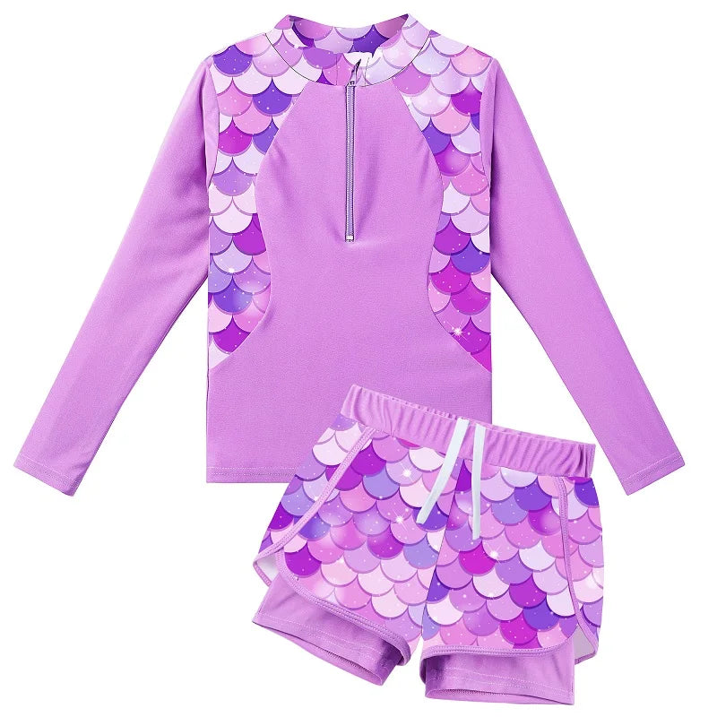 BAOHULU Kids Two Pieces Set Swimsuit UPF 50+ UV Sun Protective Rash Guard Beach Wear Summer Water Sport Surfing Suit 8